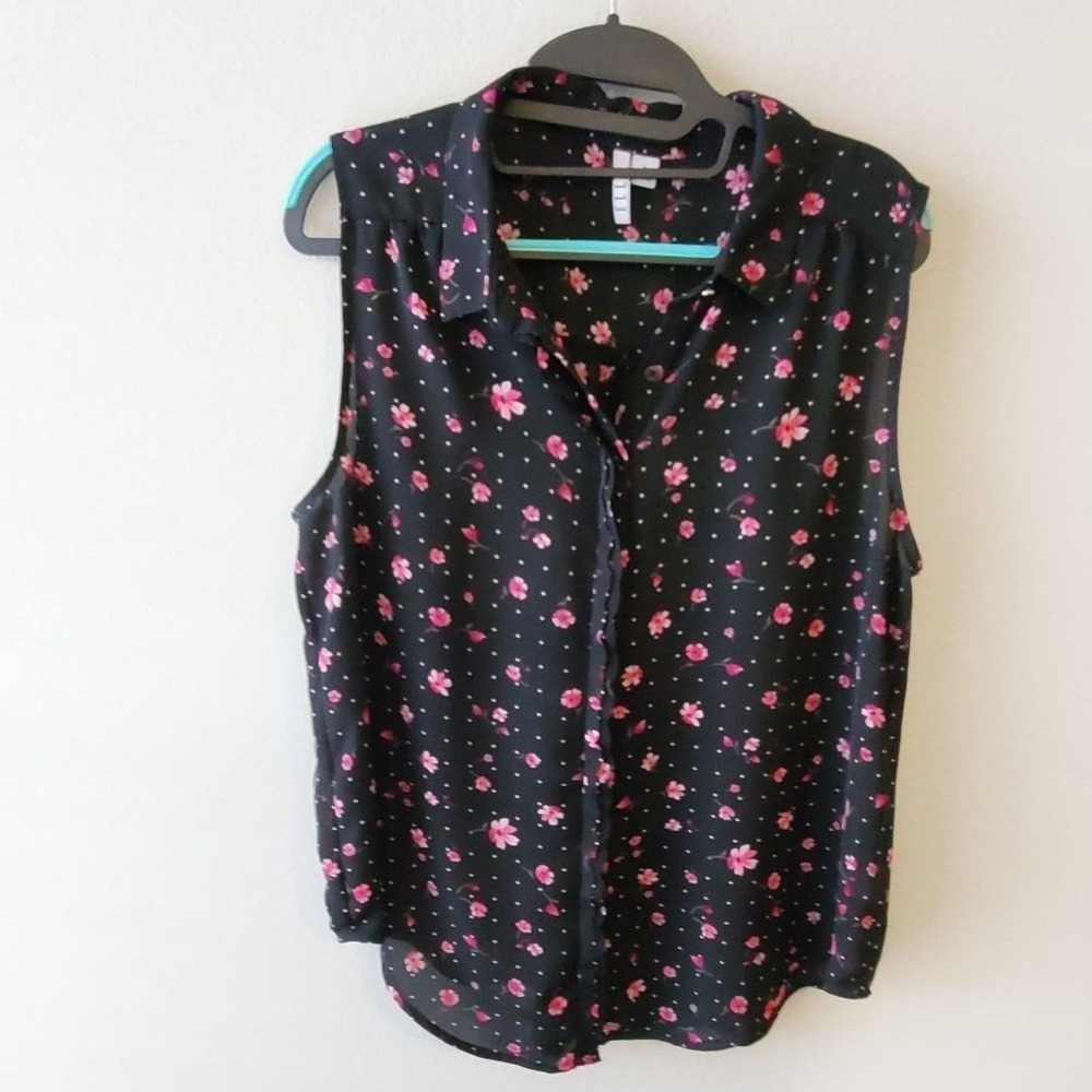 ELLLE floral ruffled tank top shirt size large